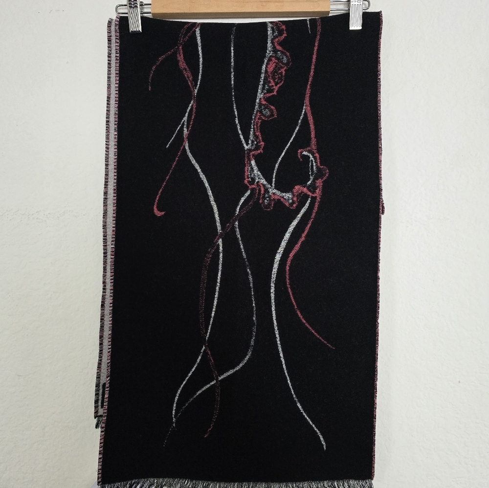 Alexander McQueen Wool Skull Large Scarf Black Red - Picture 5 of 8